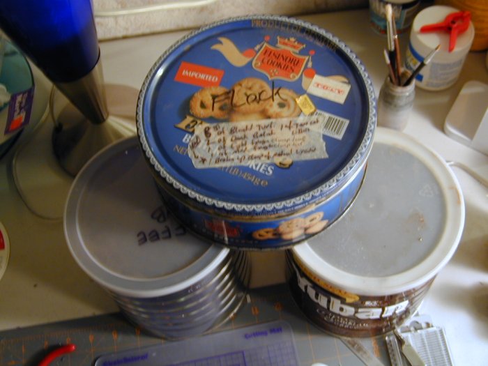 Reused Tins and Coffe Cans for Storage